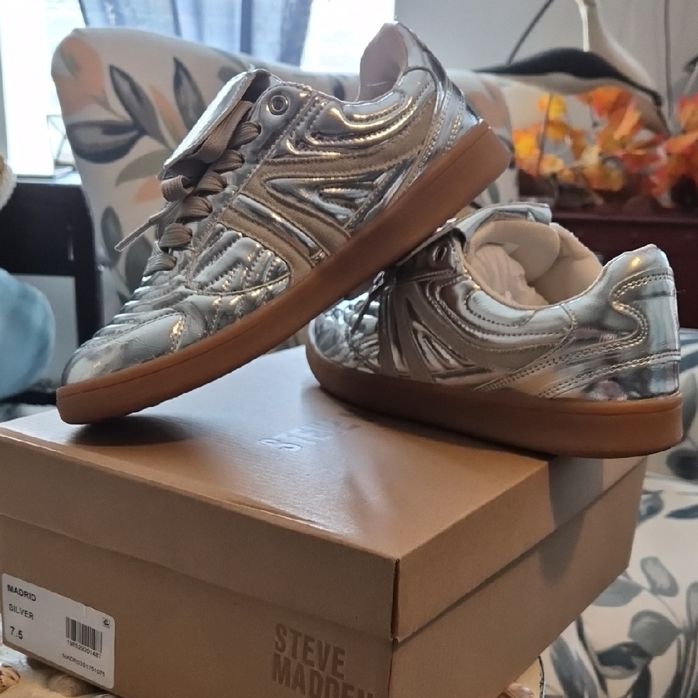 Steve Madden Metallic Silver Sneakers